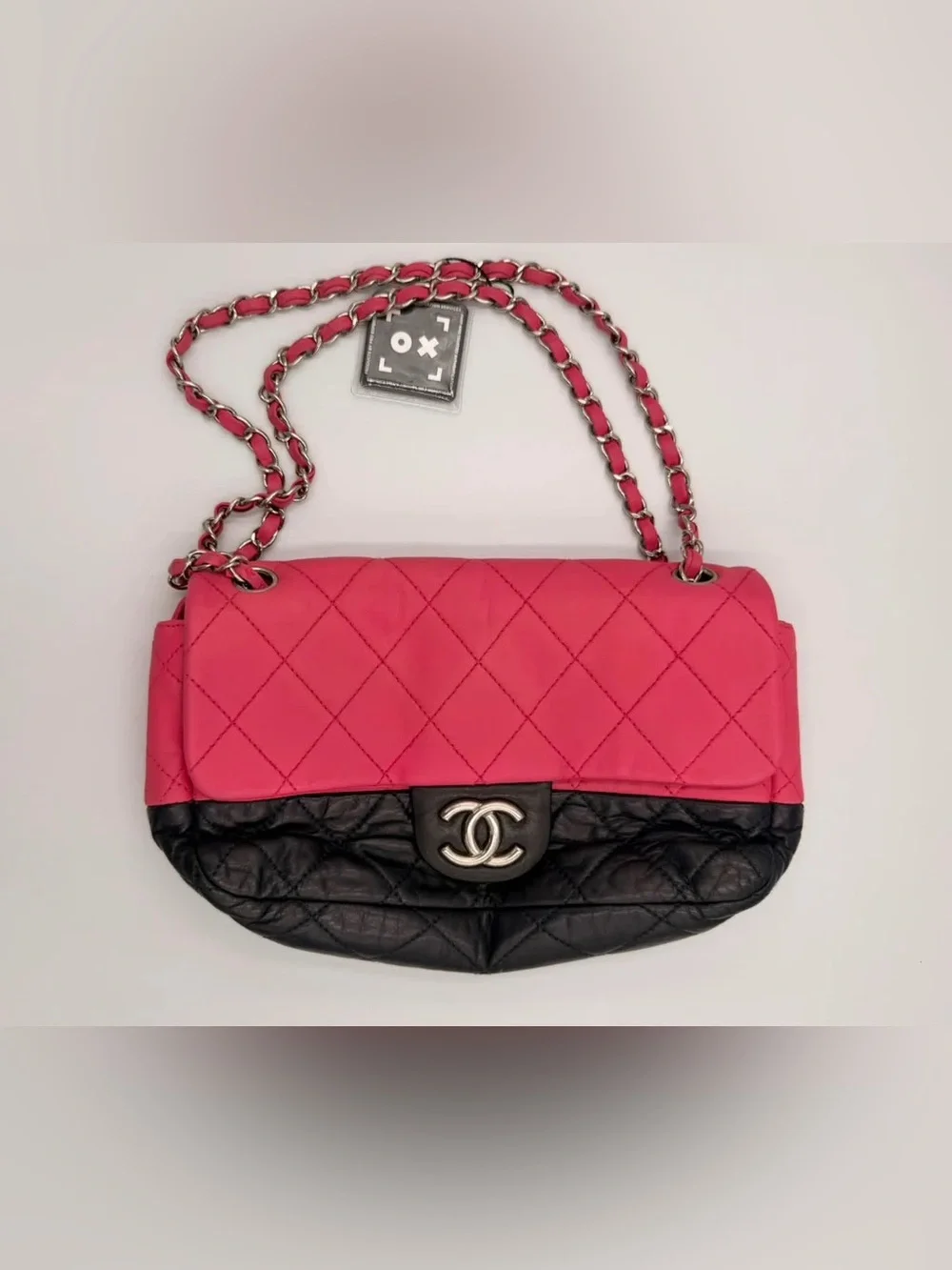 Chanel Bicolor Quilted Flap Bag — Pink/Black Lambskin